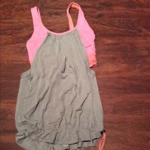 Lululemon 4 tank gray w/ coral colored bra